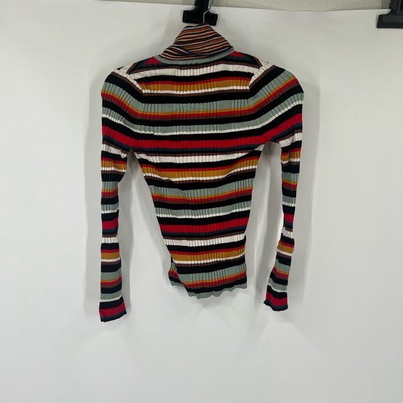 Moth by Anthropologie Fawcett Striped Ribbed Turtleneck Sweater - Picture 7 of 8